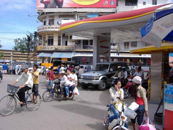 Our bus crashing in Phnom Penh