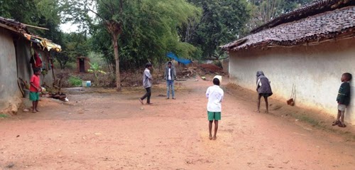 Barely 100 metres away from that girl washing utensils, these boys playing gully cricket in the same village. I have hardly ever came across girls playing or running around